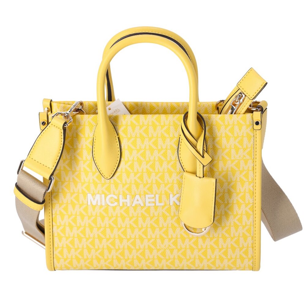 Michael Kors Mirella Small Top Zip Crossbody Bag Golden Yellow MK Signature